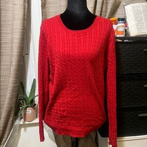 Red Cable Knit Women's Sweater